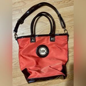Coral orange Michael Kors Kempton zip top closure purse/tote bag (Lg)